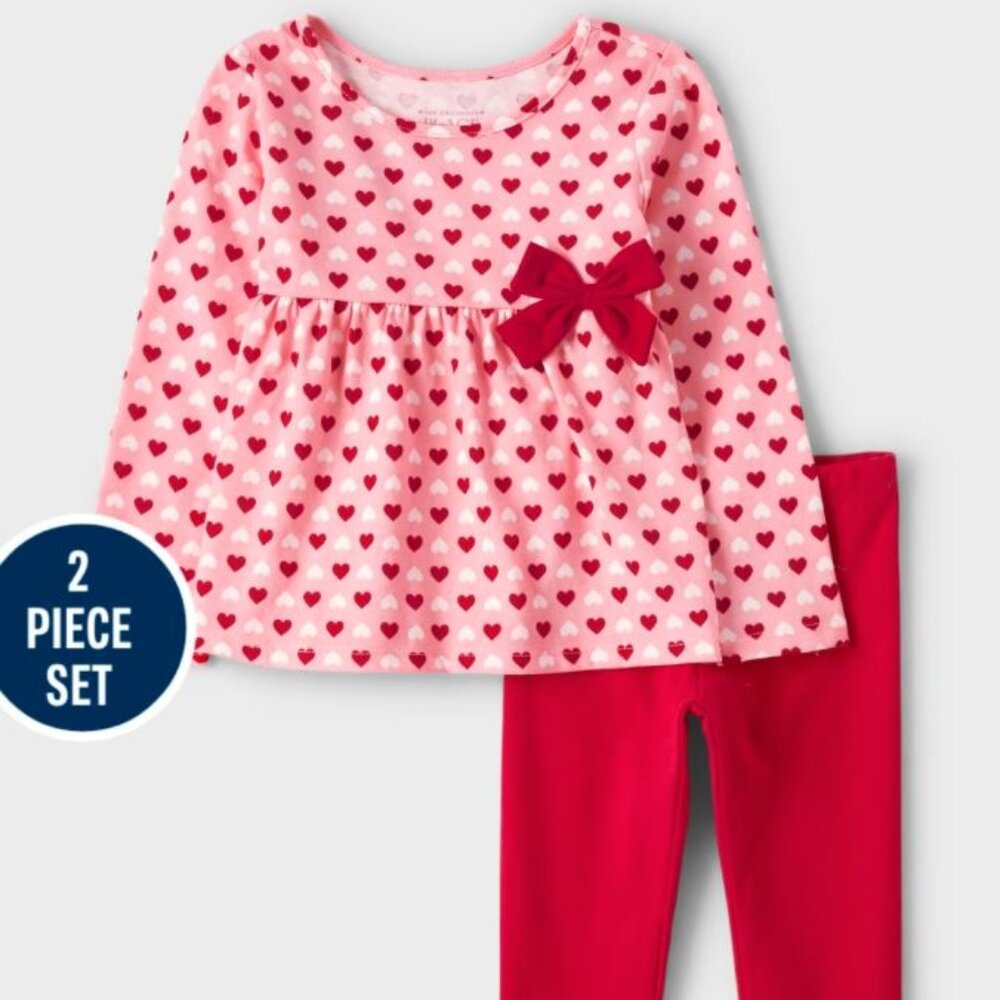 ❤ NWT The Children’s Place Toddler Girls Heart 2-Piece Set - pink